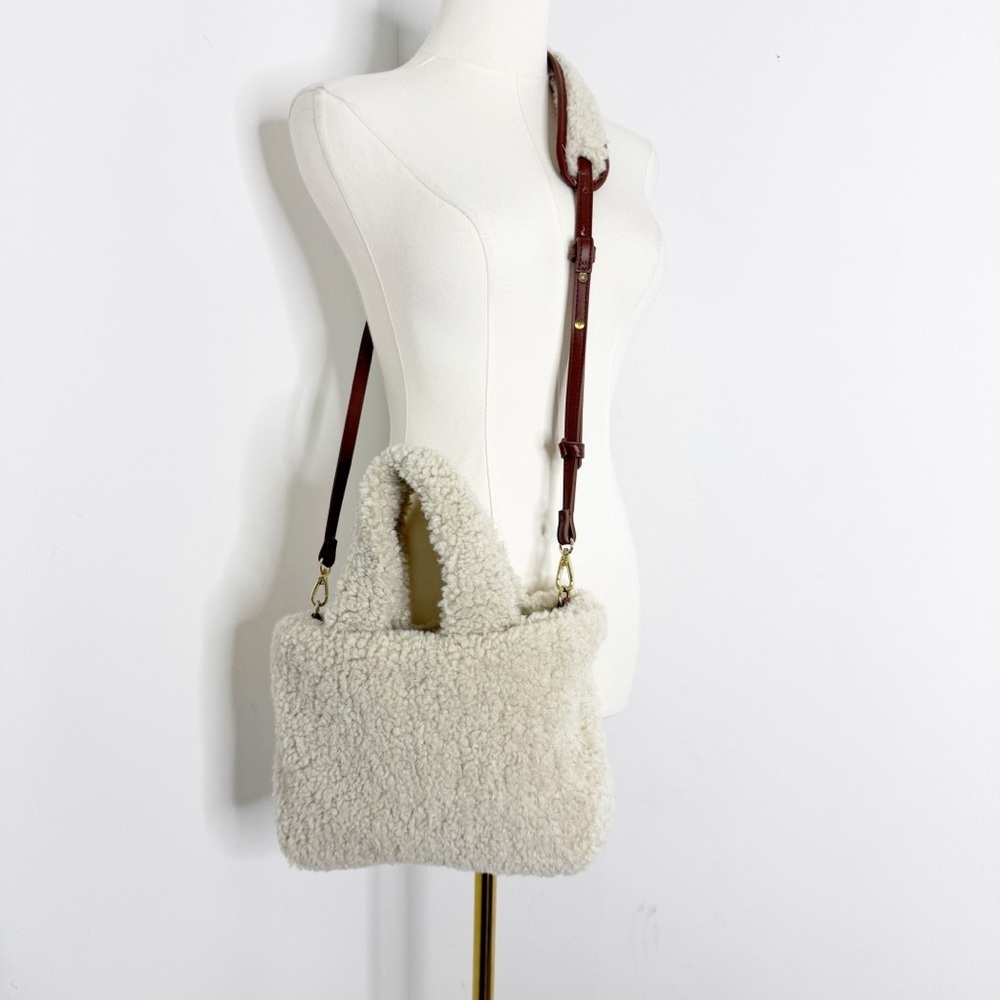 Aspen Sherpa Tote Bag Cross Body Cream Faux Shearling